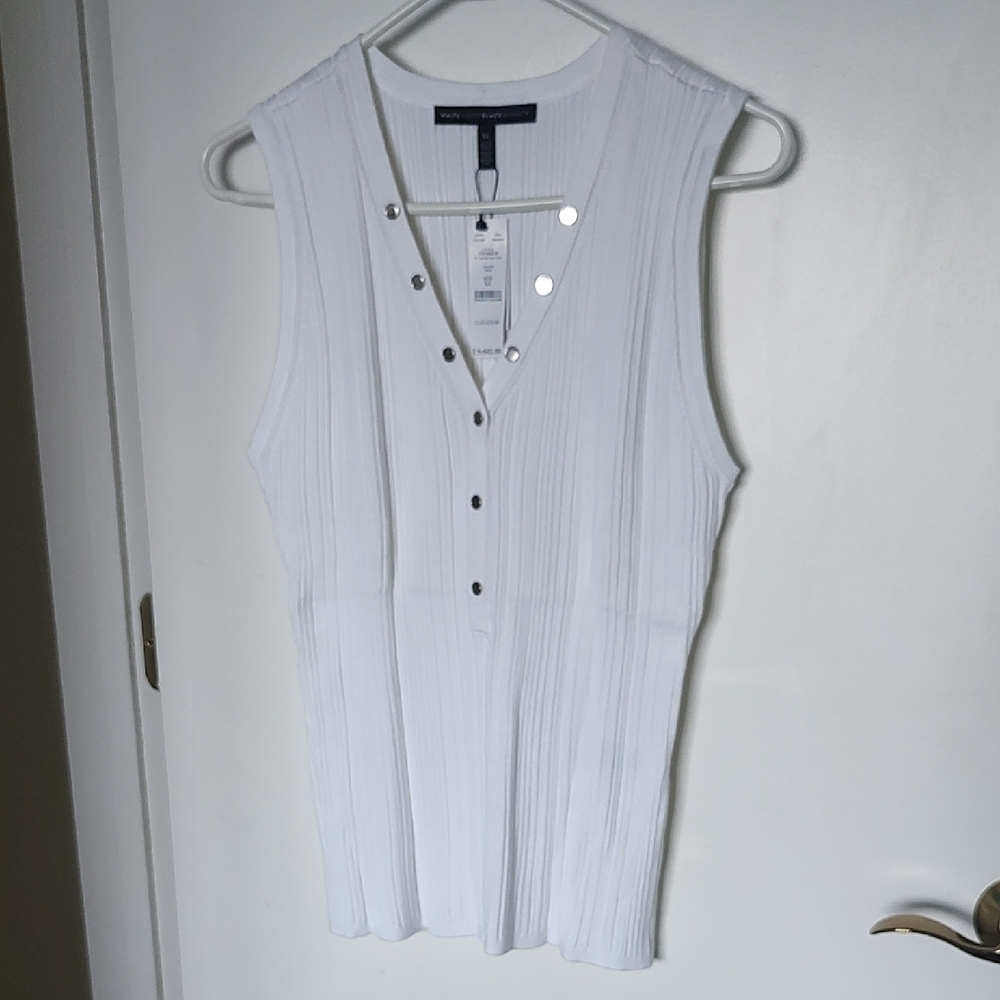 White House Black Market White Buttoned Tank Top